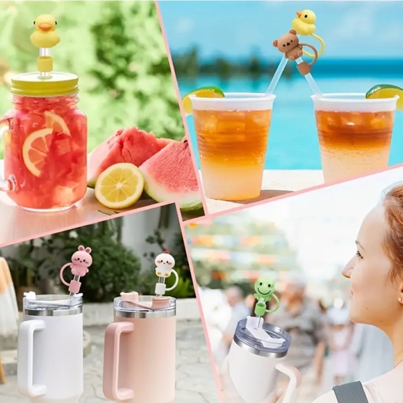 5 pc Protective Silicone Straw Covers - Picture 6 of 8